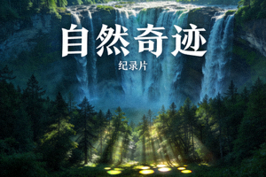 纪录片《自然奇迹》海报，壮丽的瀑布和森林景观